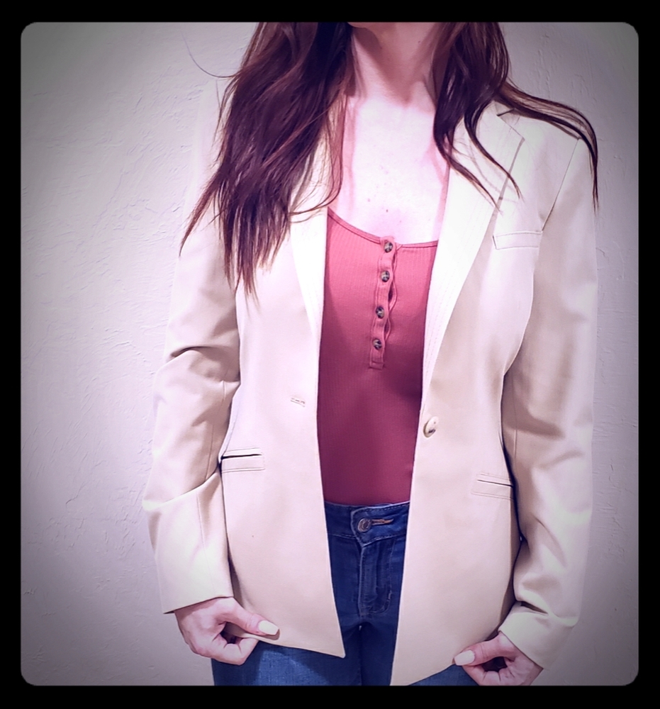 ☕The Limited extra stretch cream one button blazer